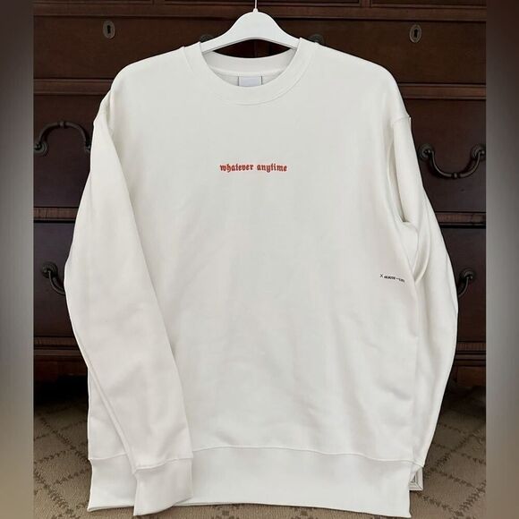 Zara white mid weight sweatshirt with text on front and back. NWOT M - Picture 1 of 15